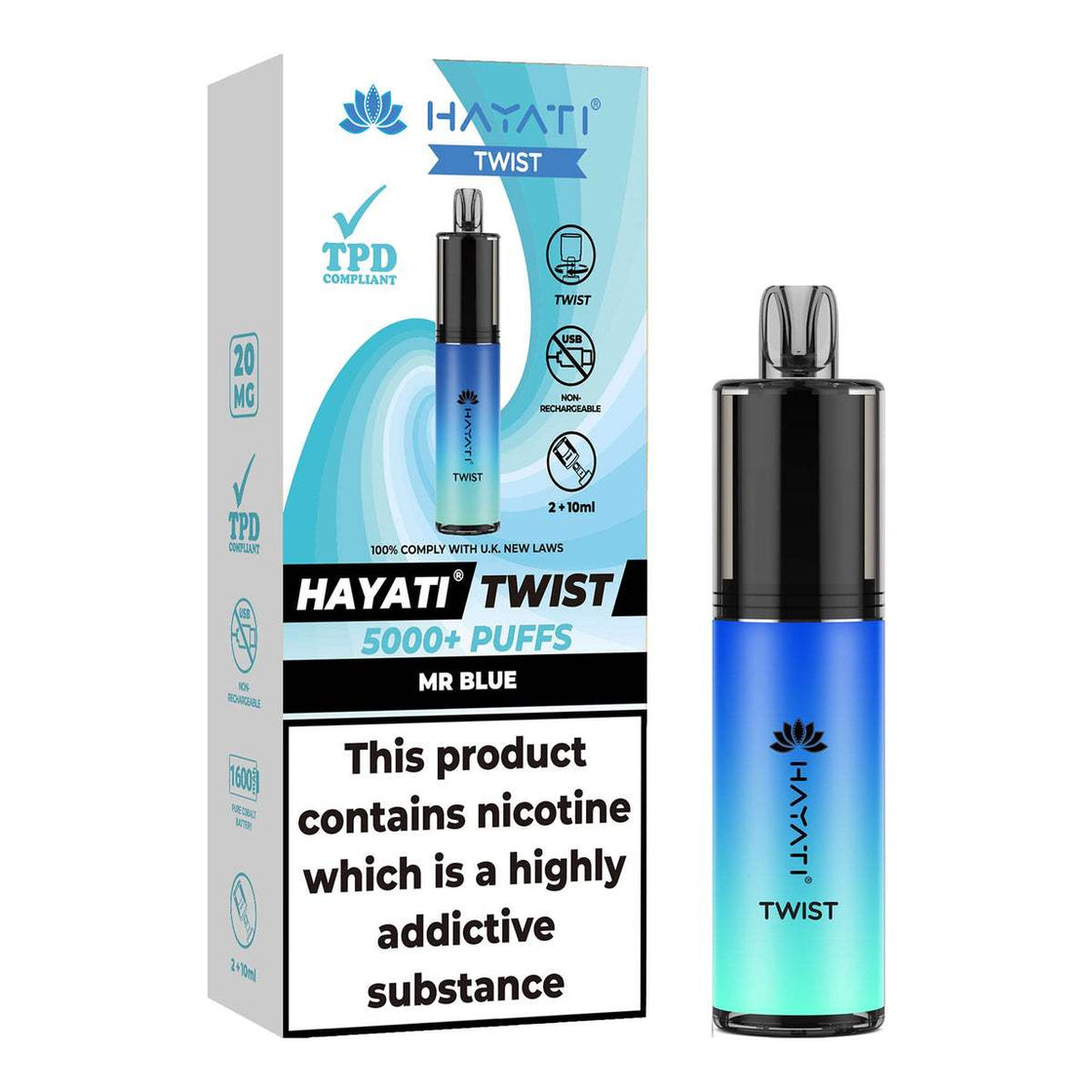 MR BLUE - HAYATI TWIST 5000 DISPOSABLE VAPE - 20MG(2%)