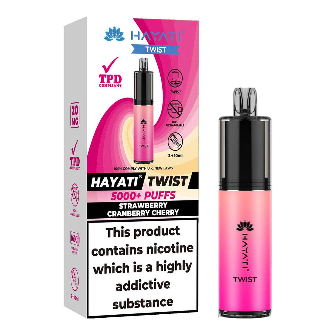 STRAWBERRY CRANBERRY CHERRY - HAYATI TWIST 5000 DISPOSABLE VAPE - 20MG(2%)