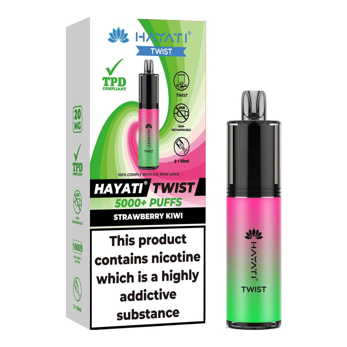 STRAWBERRY KIWI - HAYATI TWIST 5000 DISPOSABLE VAPE - 20MG(2%)