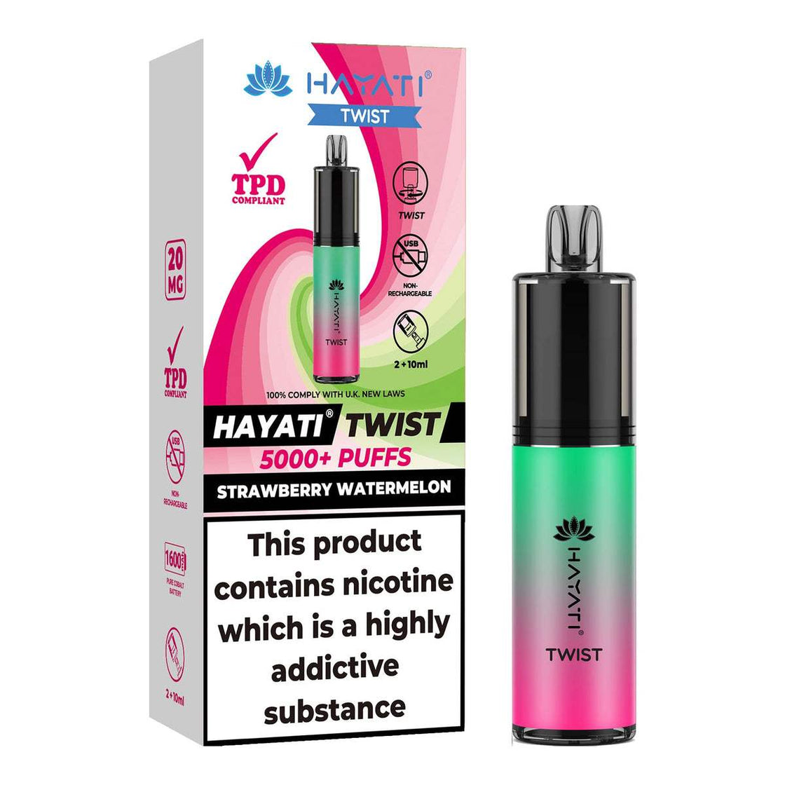 STRAWBERRY WATERMELON - HAYATI TWIST 5000 DISPOSABLE VAPE - 20MG(2%)