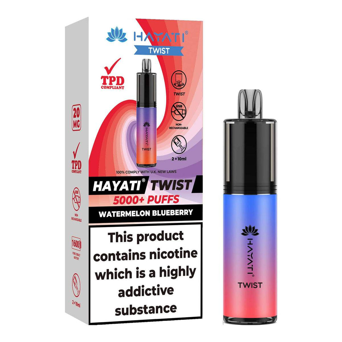 WATERMELON BLUEBERRY - HAYATI TWIST 5000 DISPOSABLE VAPE - 20MG(2%)