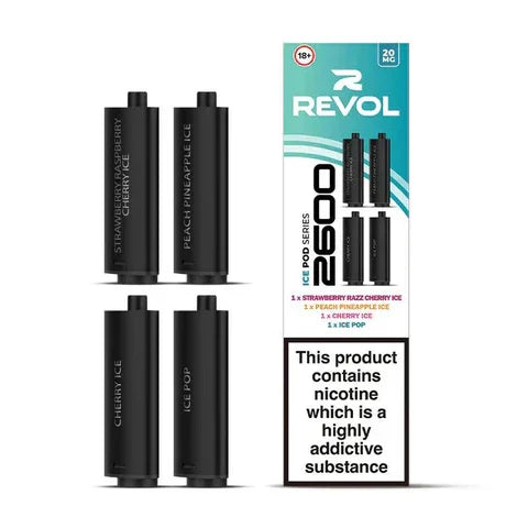 Icy Series (Multi Flavour) 2600 Prefilled Pods (4 Pack) BY REVOL - Vapeslough