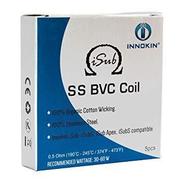 Innokin iSub Coils | SS | BVC | Mesh - Pack of 5 Coils - Vapeslough