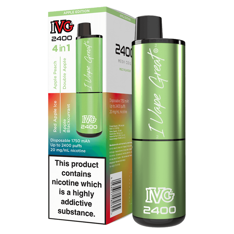 APPLE EDITION - IVG 2400 DISPOSABLE VAPE - 20MG(2%)