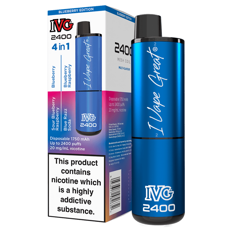 BLUEBERRY EDITION - IVG 2400 DISPOSABLE VAPE - 20MG(2%)