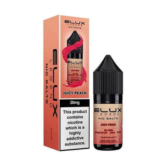 JUICY PEACH 10ML NIC SALT BY ELUX LEGEND 10MG(1%) | 20MG(2%) - Vapeslough