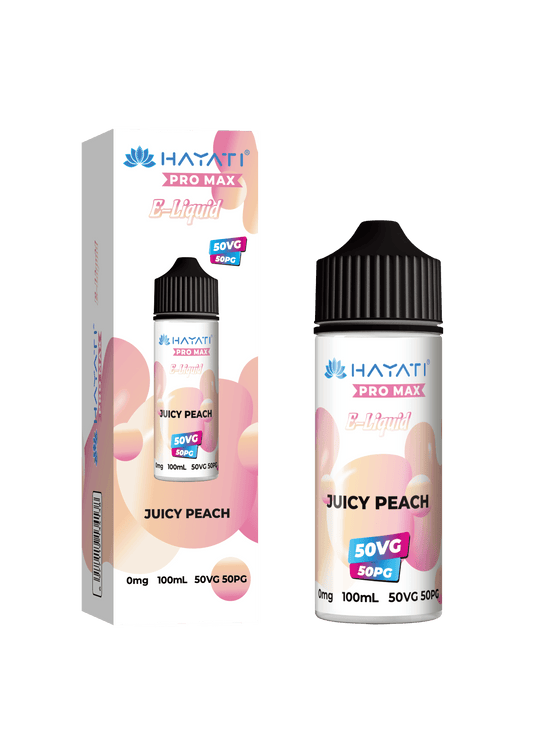 JUICY PEACH - HAYATI PRO MAX 100ML SHORT FILL - 50/50PG/VG E-LIQUID - Vapeslough