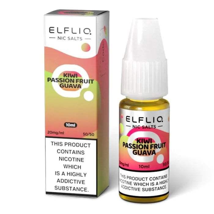 KIWI PASSION FRUIT GUAVA 10ML E LIQUID NICOTINE SALT BY ELFLIQ - ELFBAR - Vapeslough