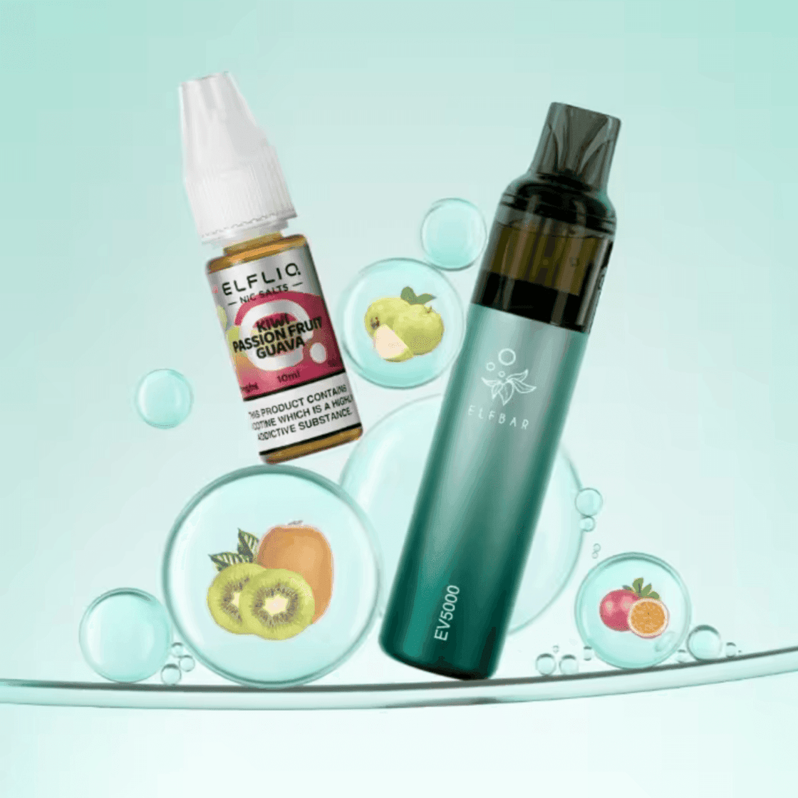 KIWI PASSION FRUIT GUAVA - ELF BAR EV5000 REFILLABLE RECHARGEABLE DISPOSABLE VAPE KIT - Vapeslough