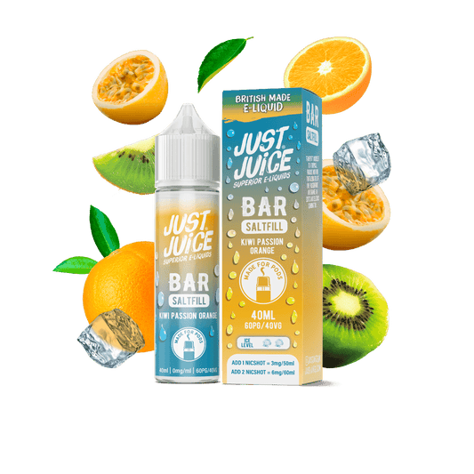 KIWI PASSION ORANGE - 40ML BAR SALTFILL E-LIQUID BY JUST JUICE - Vapeslough