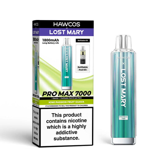 Kiwi Passionfruit & Guava - Hawcos x Lost Mary Pro Max 7000 Prefilled Pod Kit - 20mg - Vapeslough