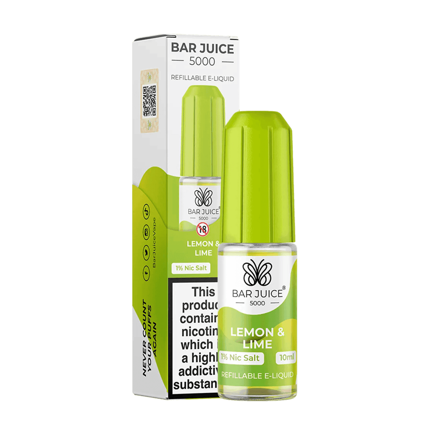 LEMON & LIME 10ML E LIQUID NICOTINE SALT BY BAR JUICE 5000 - Vapeslough