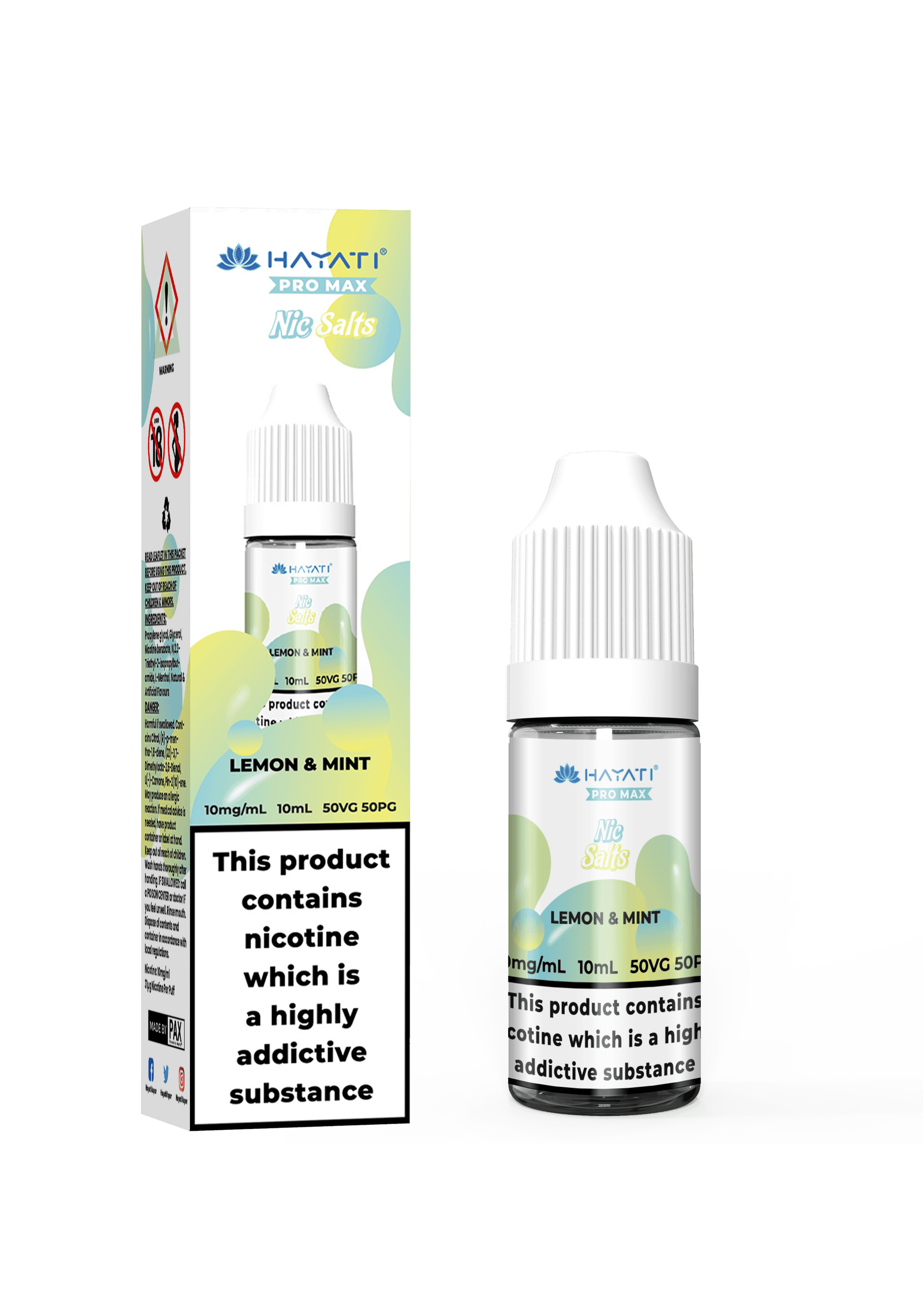 LEMON & MINT 10ML NIC SALT BY HAYATI PRO MAX 10MG(1%) | 20MG(2%) - Vapeslough