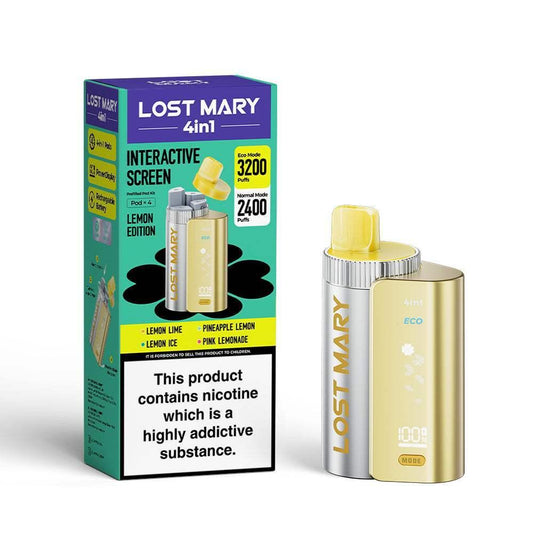 LEMON EDITION - LOST MARY 4IN1 POD SYSTEM DEVICE KIT - 3200PUFFS - Vapeslough