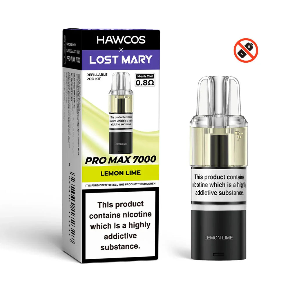 Lemon Lime - Hawcos x Lost Mary Pro Max 7000 Prefilled Pod + Refill Container - Vapeslough