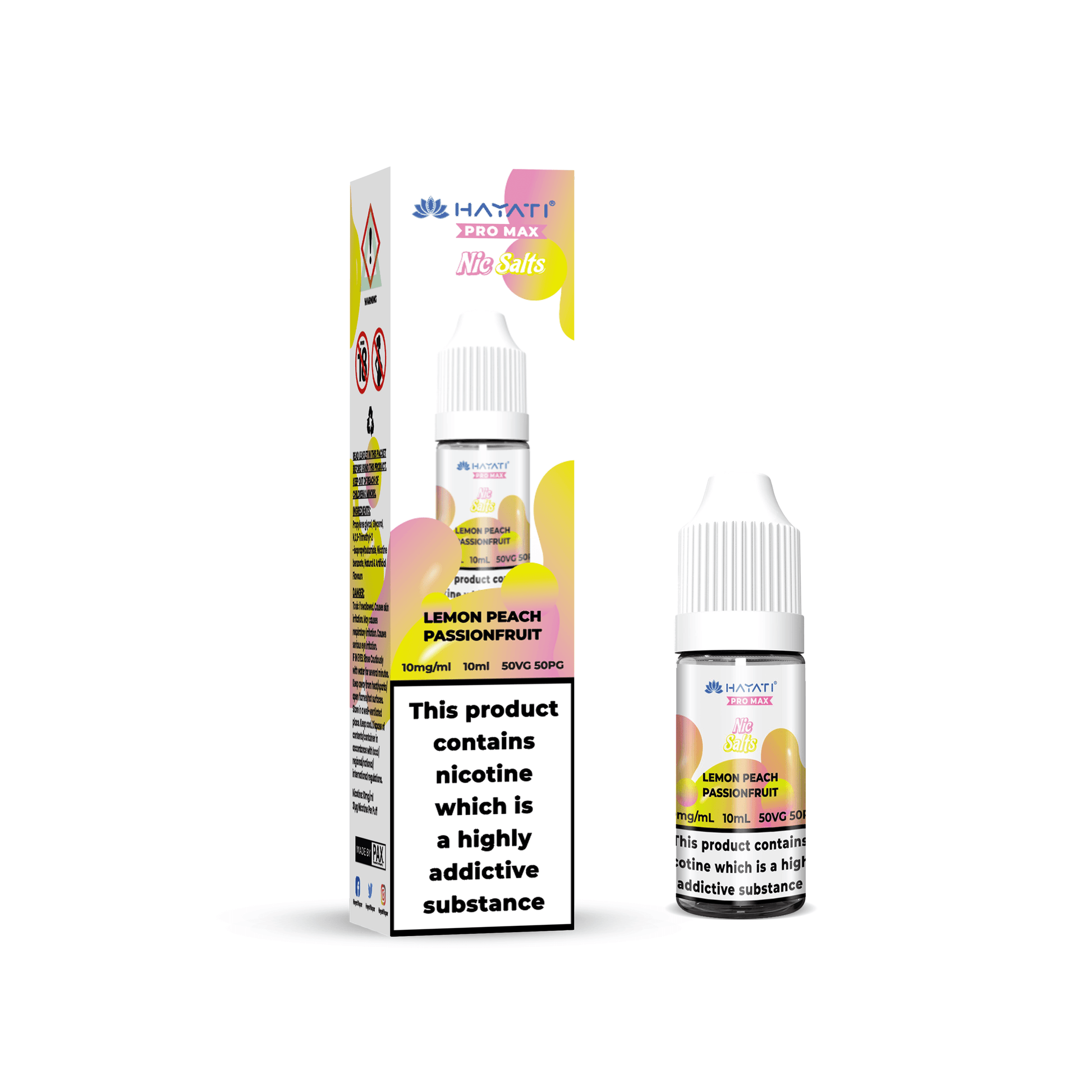 LEMON PEACH PASSIONFRUIT 10ML NIC SALT BY HAYATI PRO MAX 10MG(1%) | 20MG(2%) - Vapeslough