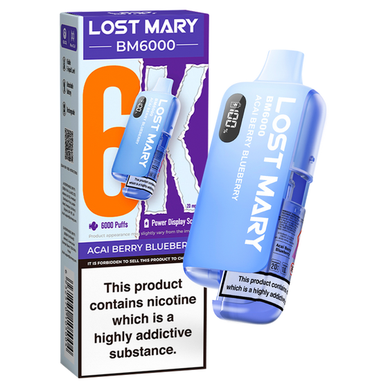 ACAI BERRY BLUEBERRY - LOST MARY BM6000 DISPOSABLE VAPE - 20MG(2%)