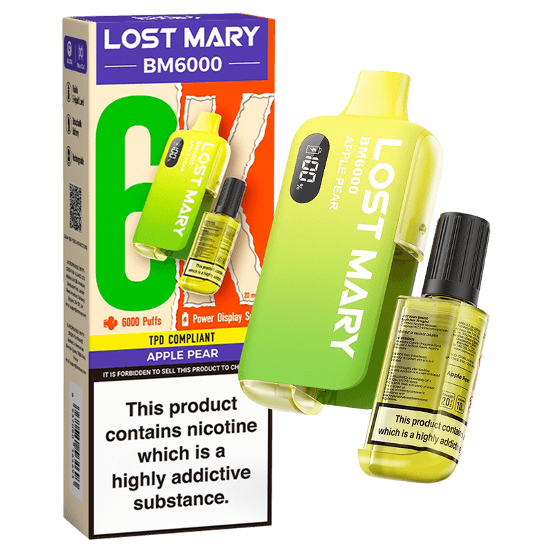 APPLE PEAR - LOST MARY BM6000 DISPOSABLE VAPE - 20MG(2%)