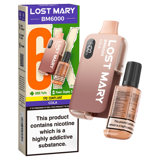 CHERRY COLA - LOST MARY BM6000 DISPOSABLE VAPE - 20MG(2%)