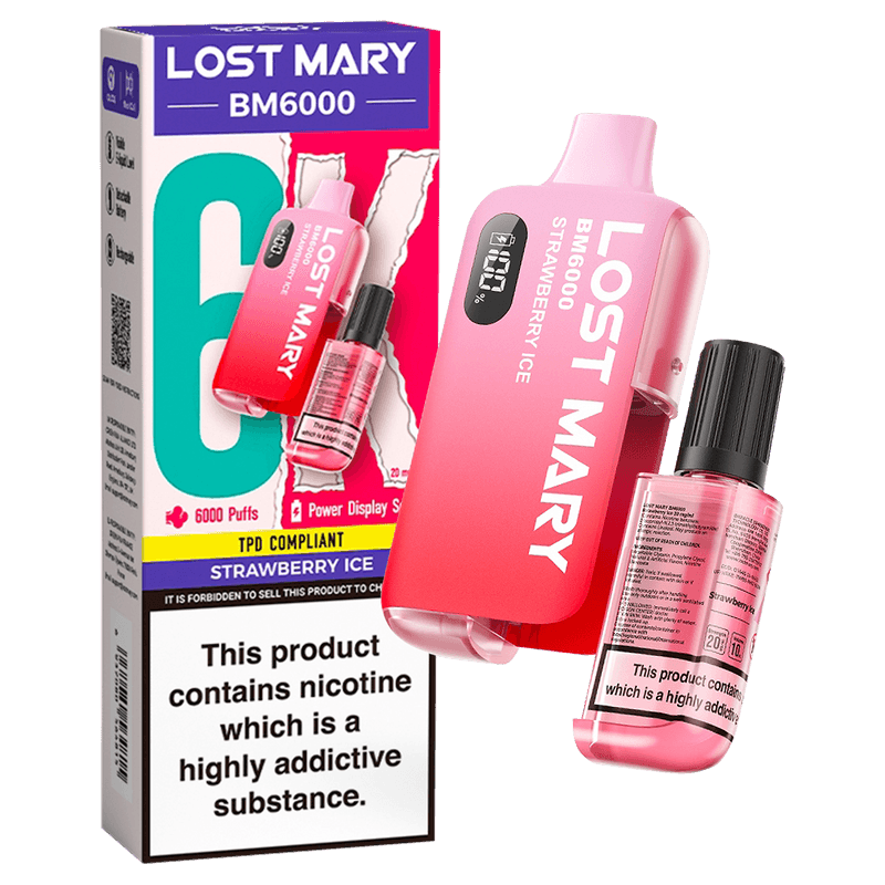 STRAWBERRY ICE - LOST MARY BM6000 DISPOSABLE VAPE - 20MG(2%)