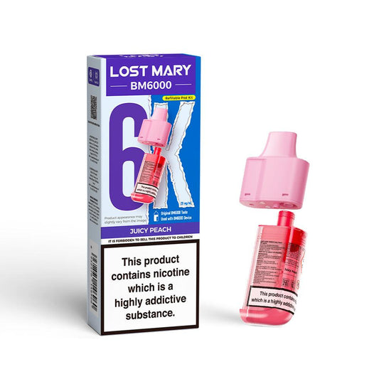 LOST MARY BM6000 v2 JUICY PEACH VAPE POD - 20mg - Vapeslough