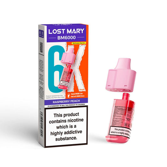 LOST MARY BM6000 v2 RASPBERRY PEACH VAPE POD - 20mg - Vapeslough