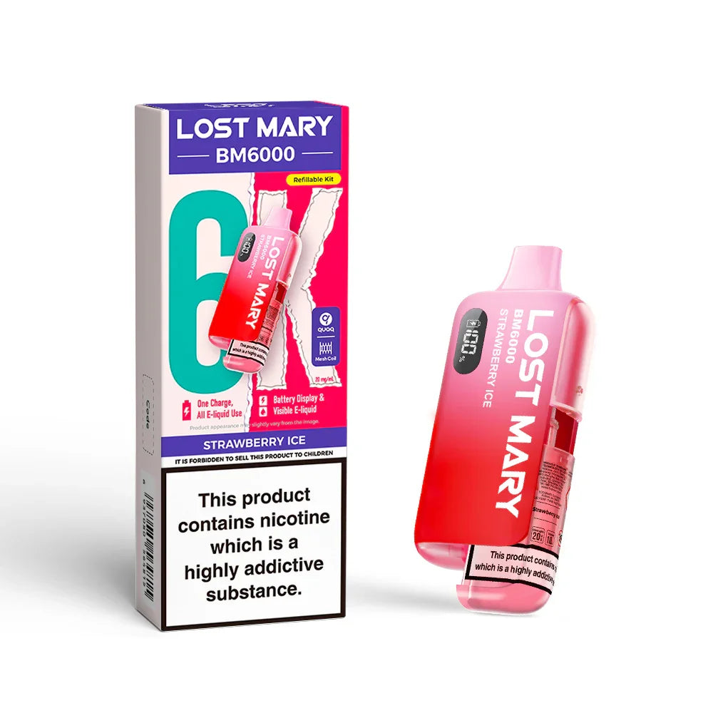 LOST MARY BM6000 v2 STRAWBERRY ICE PRE-FILLED VAPE KIT - 20mg - Vapeslough