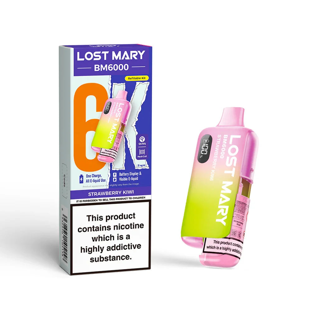 LOST MARY BM6000 v2 STRAWBERRY KIWI PRE-FILLED VAPE KIT - 20mg - Vapeslough