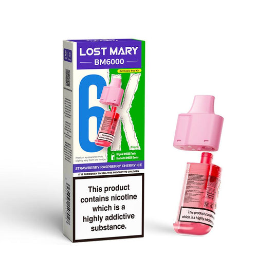 LOST MARY BM6000 v2 STRAWBERRY RASPBERRY CHERRY ICE VAPE POD - 20mg - Vapeslough