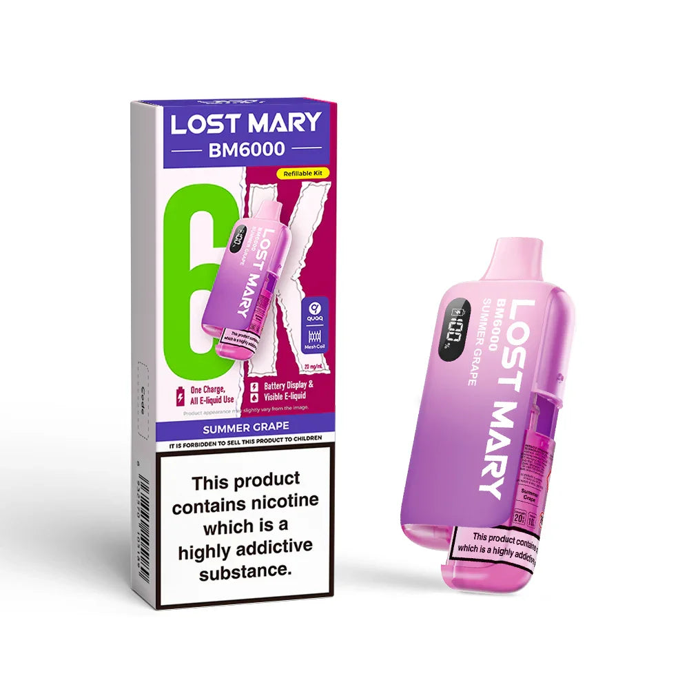 LOST MARY BM6000 v2 SUMMER GRAPE PRE-FILLED VAPE KIT - 20mg - Vapeslough
