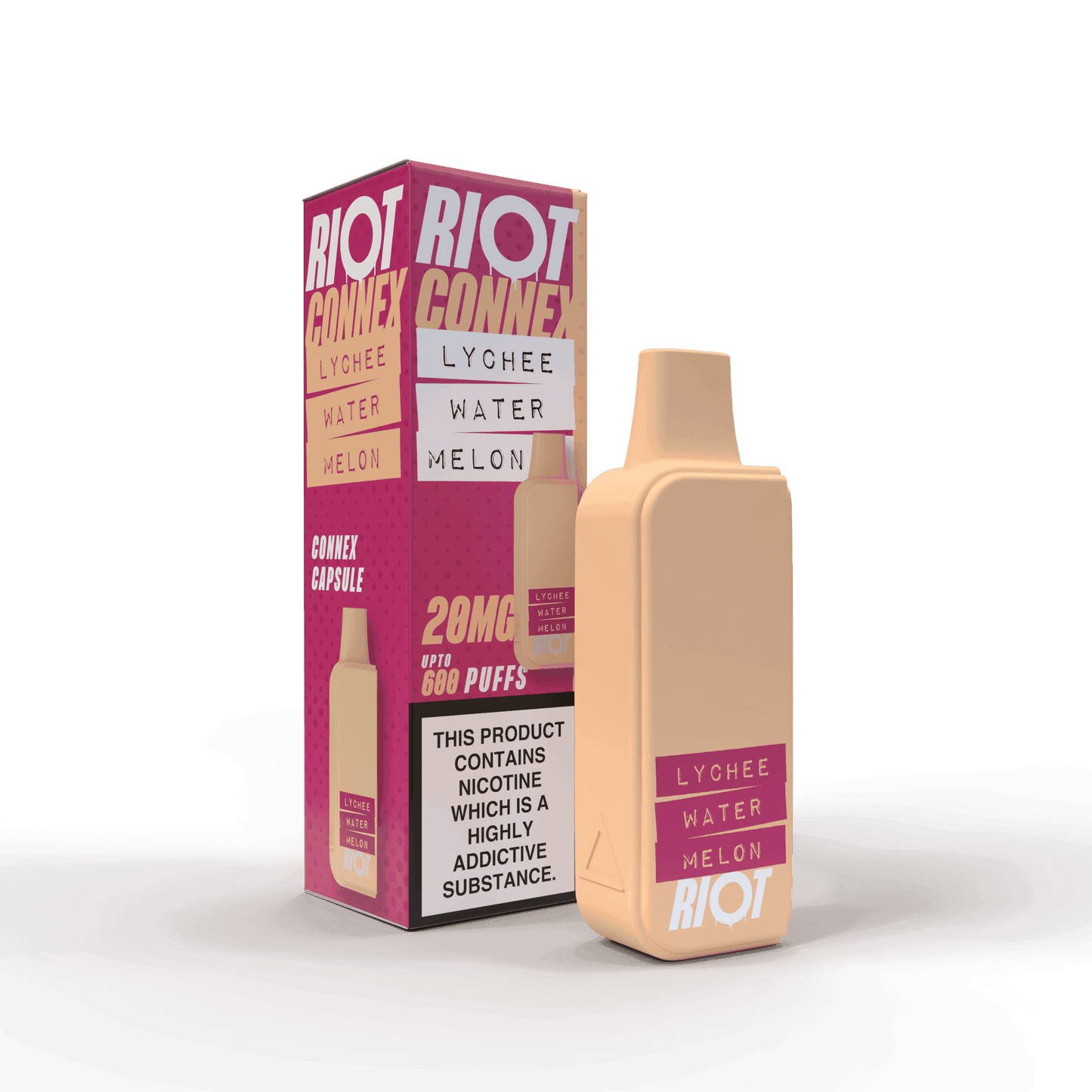 LYCHEE WATERMELON - RIOT CONNEX - PRE-FILLED POD - 600 PUFFS BY RIOT SQUAD - Vapeslough