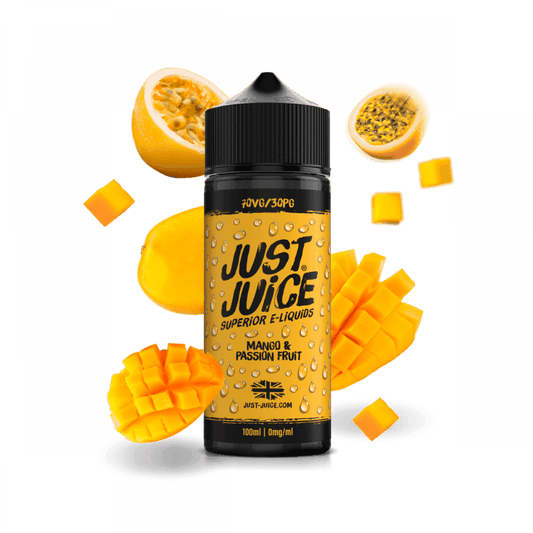 MANGO & PASSION FRUIT 100ML SHORT FILL E-LIQUID BY JUST JUICE - Vapeslough