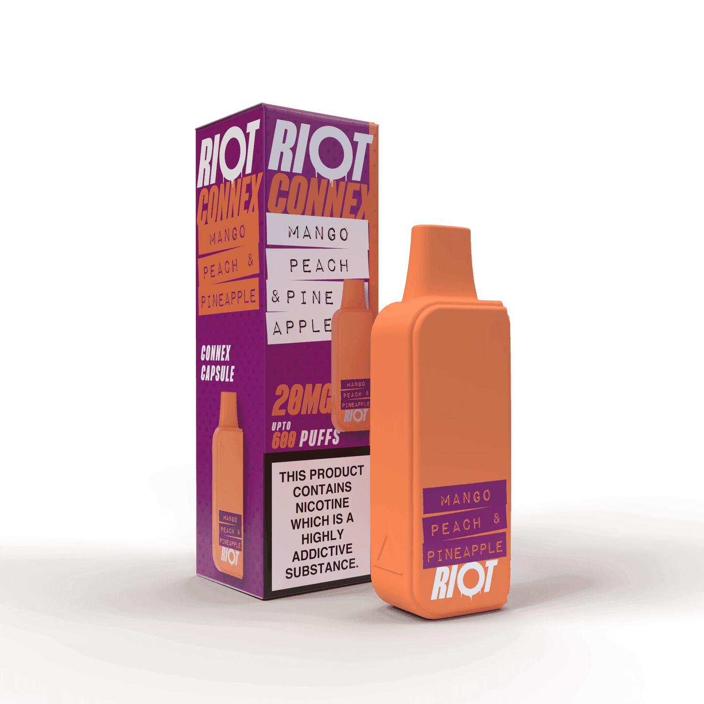 MANGO PEACH & PINEAPPLE - RIOT CONNEX - PRE-FILLED POD - 600 PUFFS BY RIOT SQUAD - Vapeslough