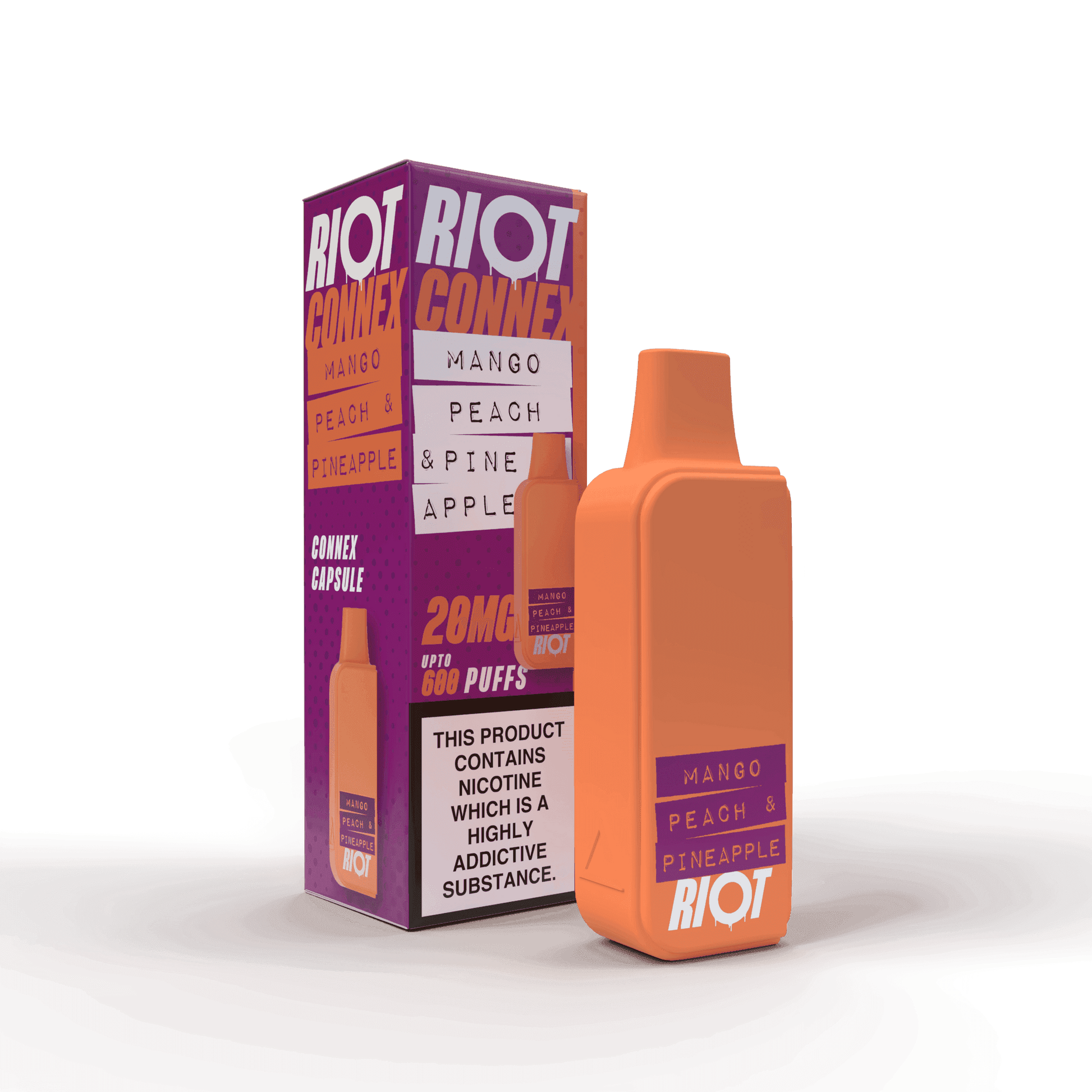 MANGO PEACH & PINEAPPLE - RIOT CONNEX - PRE-FILLED POD - 600 PUFFS BY RIOT SQUAD - Vapeslough