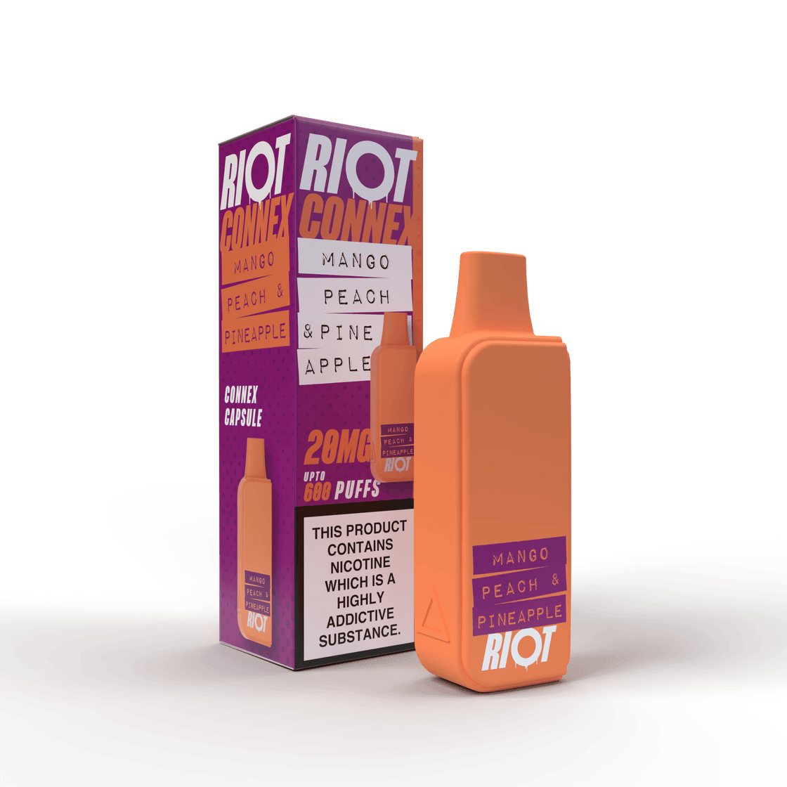 MANGO PEACH & PINEAPPLE - RIOT CONNEX - PRE-FILLED POD - 600 PUFFS BY RIOT SQUAD - Vapeslough