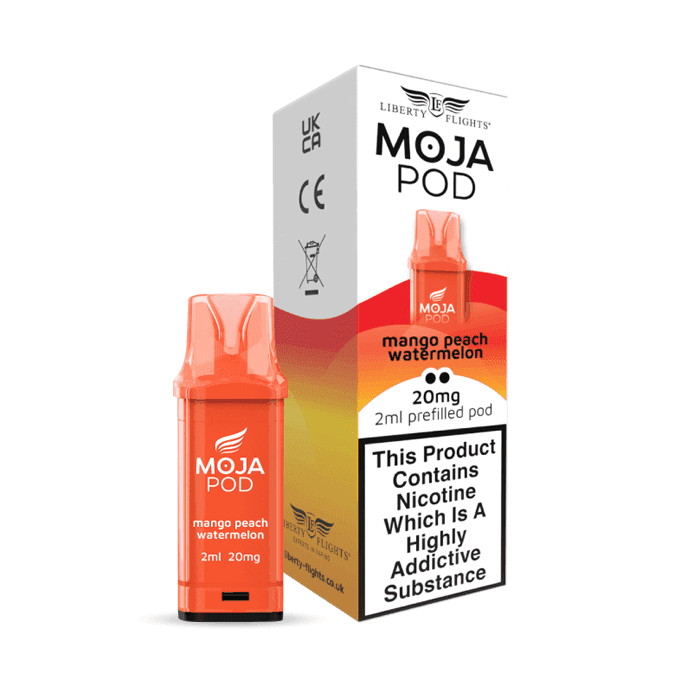 MOJA POD MANGO PEACH WATERMELON PREFILLED POD 20MG(2%) BY LIBERTY FLIGHTS - Vapeslough
