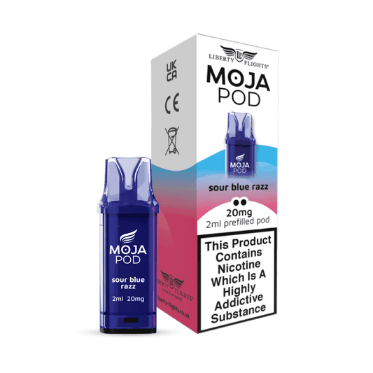 MOJA POD SOUR BLUE RAZZ PREFILLED POD 20MG(2%) BY LIBERTY FLIGHTS - Vapeslough
