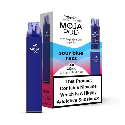 MOJA POD SYSTEM + SOUR BLUE RAZZ PREFILLED POD 20MG(2%) BY LIBERTY FLIGHTS - Vapeslough