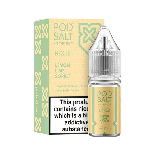 NEXUS LEMON LIME SORBET 10ML NICOTINE SALT E-LIQUID BY POD SALT - Vapeslough