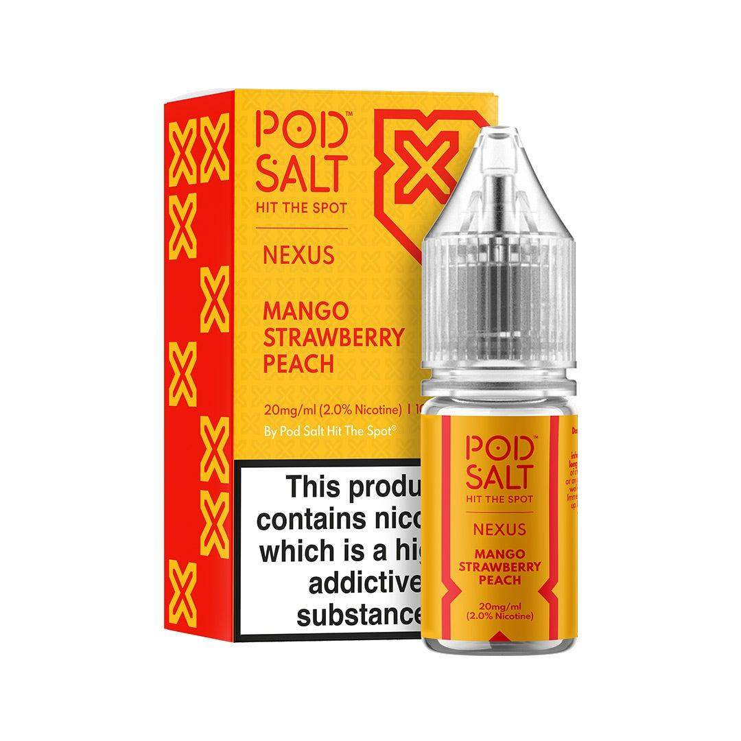 NEXUS MANGO STRAWBERRY PEACH 10ML NICOTINE SALT E-LIQUID BY POD SALT - Vapeslough