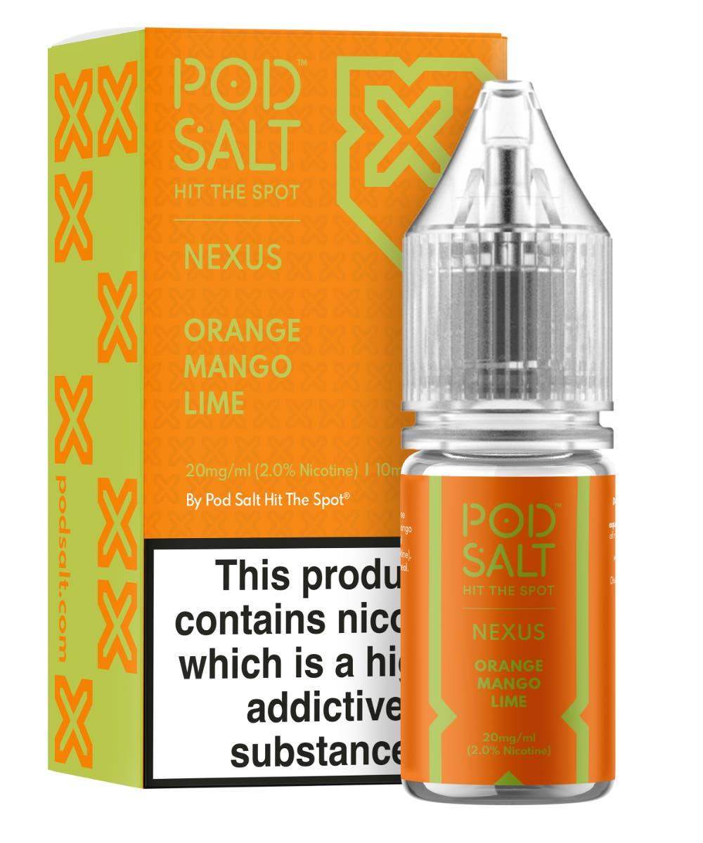 NEXUS ORANGE MANGO LIME 10ML NICOTINE SALT E-LIQUID BY POD SALT - Vapeslough