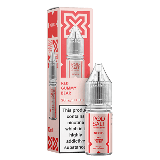 NEXUS RED GUMMY BEAR 10ML NICOTINE SALT E-LIQUID BY POD SALT - Vapeslough