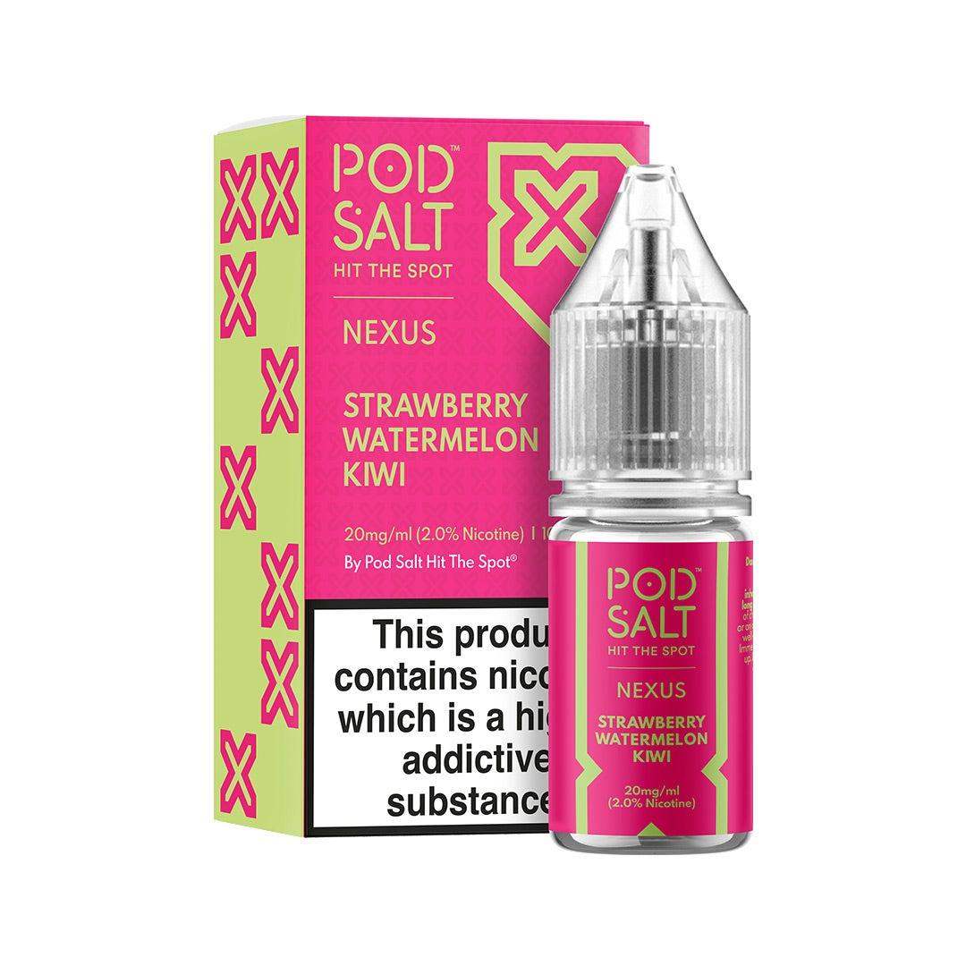 NEXUS STRAWBERRY WATERMELON KIWI 10ML NICOTINE SALT E-LIQUID BY POD SALT - Vapeslough