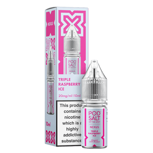 NEXUS TRIPLE RASPBERRY ICE 10ML NICOTINE SALT E-LIQUID BY POD SALT - Vapeslough