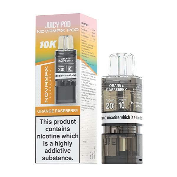 ORANGE RASPBERRY - JUICY POD NOVAMAX 10K PRE-FILLED POD - Vapeslough
