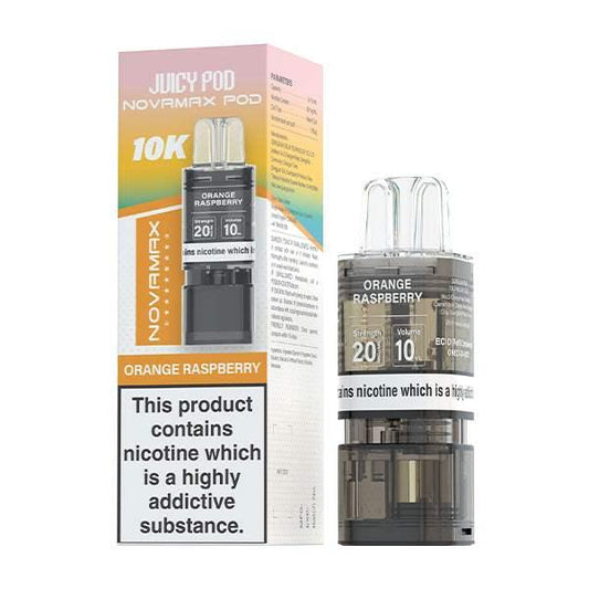 ORANGE RASPBERRY - JUICY POD NOVAMAX 10K PRE-FILLED POD - Vapeslough