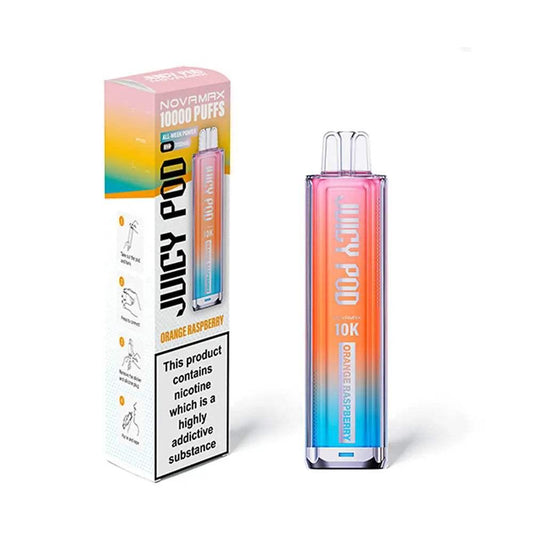 ORANGE RASPBERRY - JUICY POD NOVAMAX 10K PRE-FILLED VAPE KIT - Vapeslough