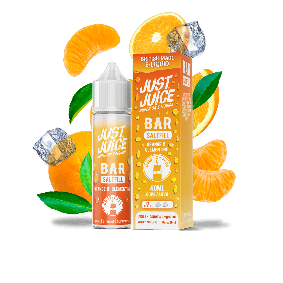 ORANGE & CLEMENTINE - 40ML BAR SALTFILL E-LIQUID BY JUST JUICE