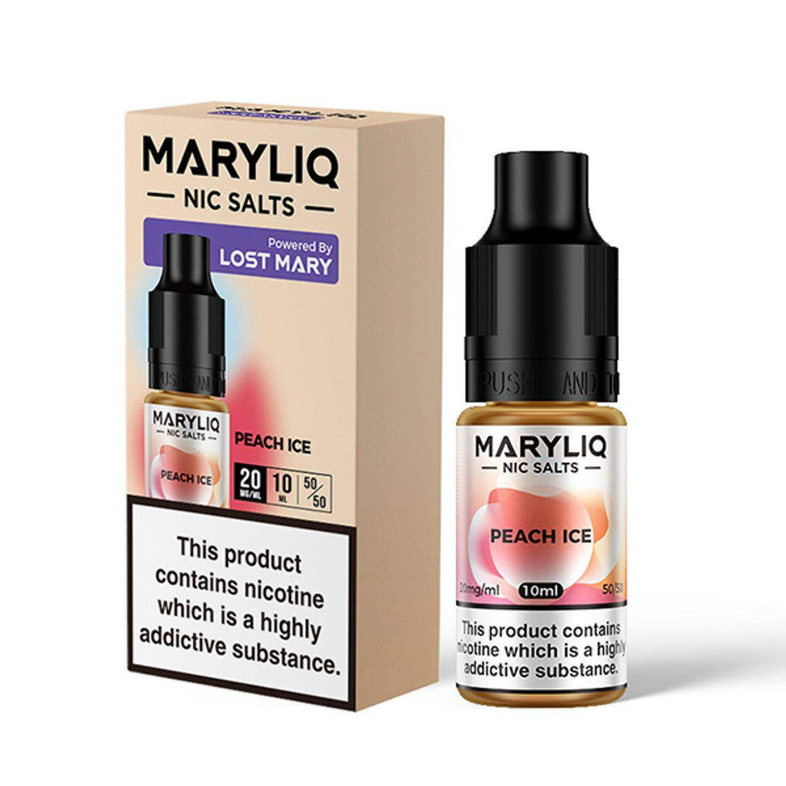 PEACH ICE 10ML E-LIQUID NICOTINE SALT BY MARYLIQ - LOST MARY - Vapeslough