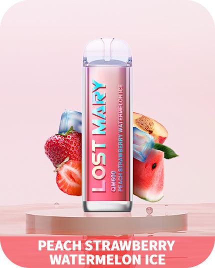 PEACH STRAWBERRY WATERMELON ICE - LOST MARY QM600 DISPOSABLE VAPE - Vapeslough